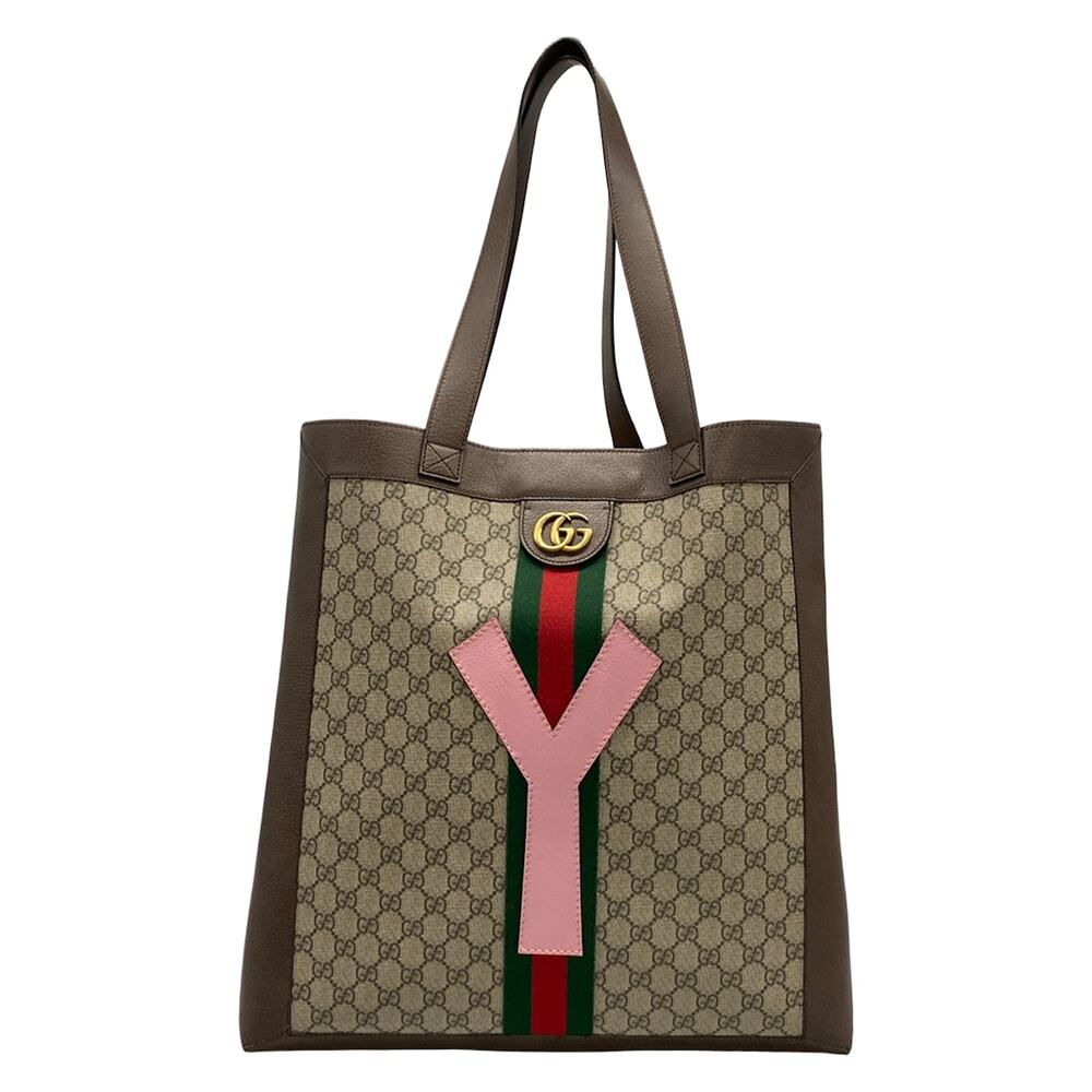 Gucci Ophidia Tote Bag 529720 Dark Brown Beige Multi PVC Leather